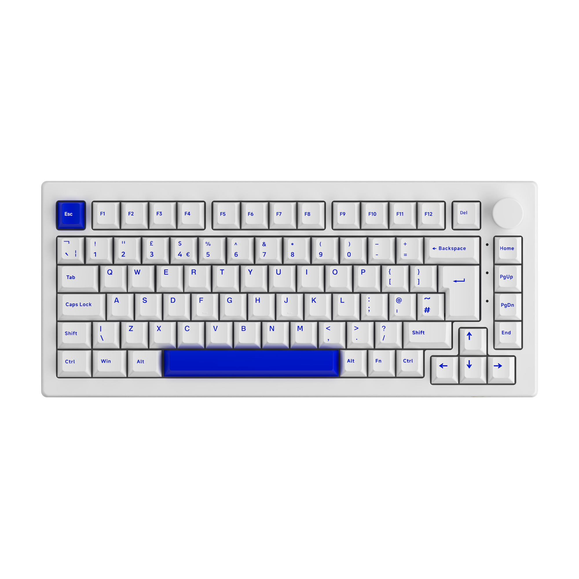 Blue on White ISO Nordic Keycap Set Install on the Keyboard