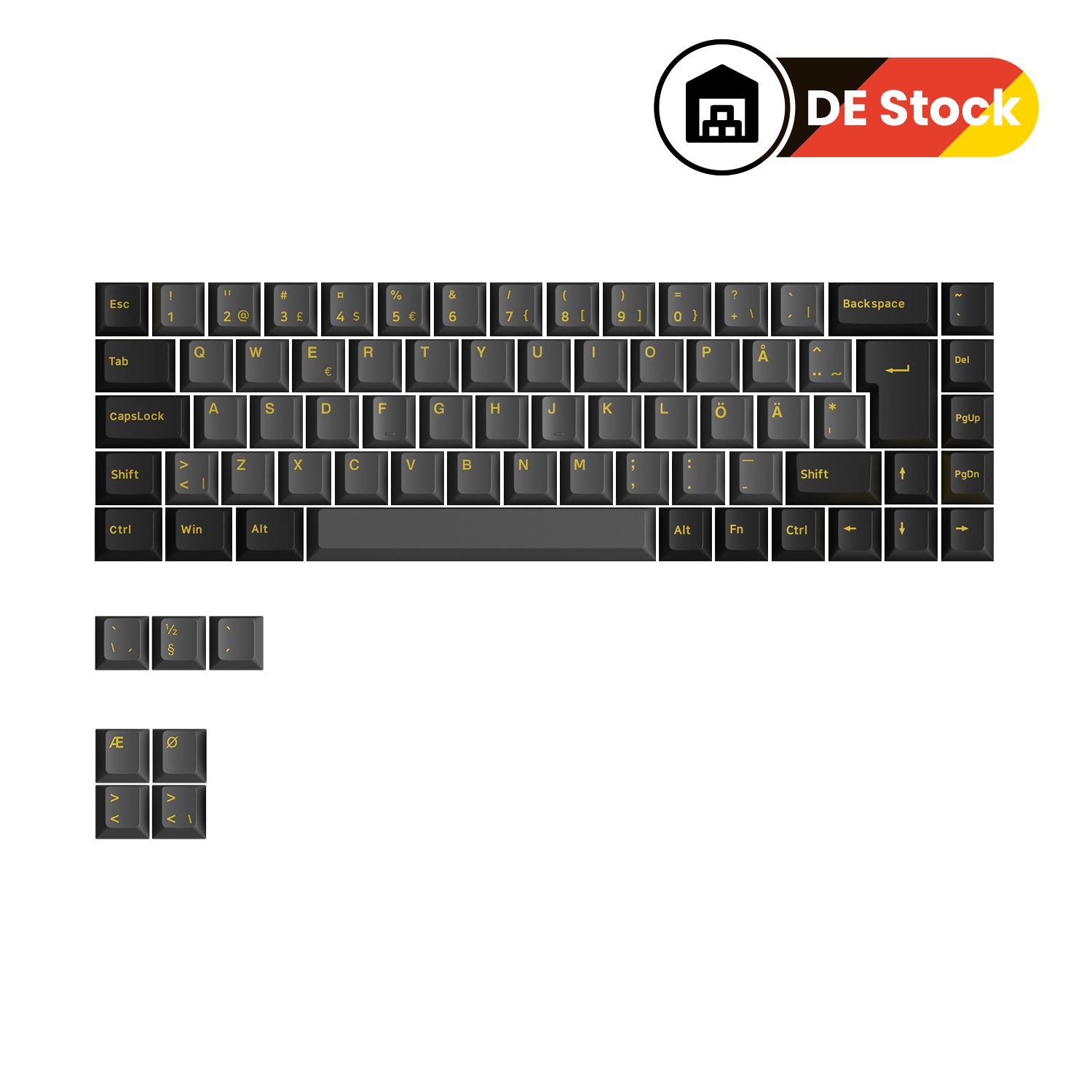 Black & Gold ISO Nordic Keycap Set (76-key)