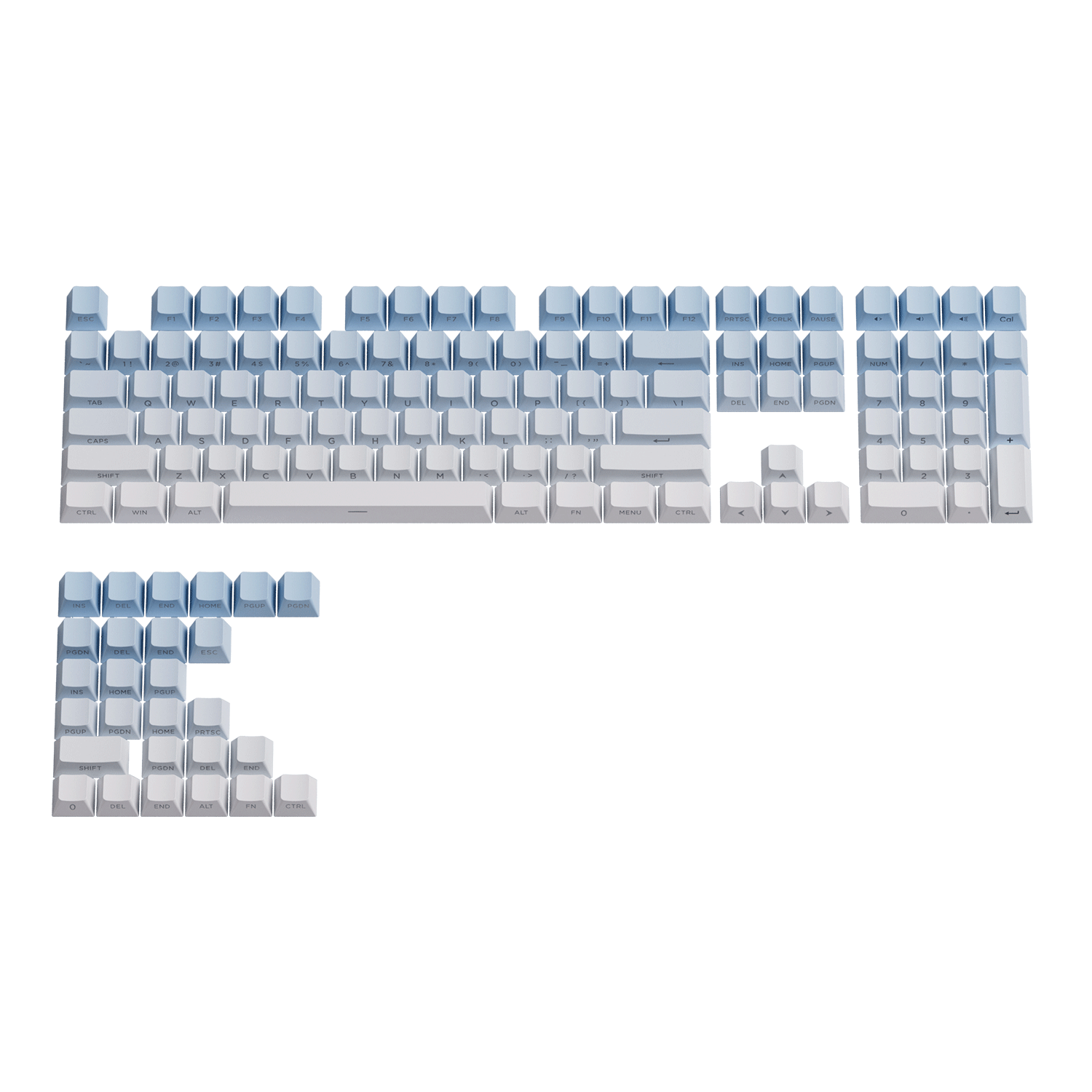 Akko Blue Gradient Keycap Set Front View