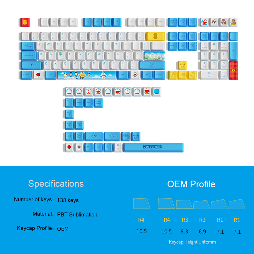 Akko Doraemon Keycap Set(138-key)
