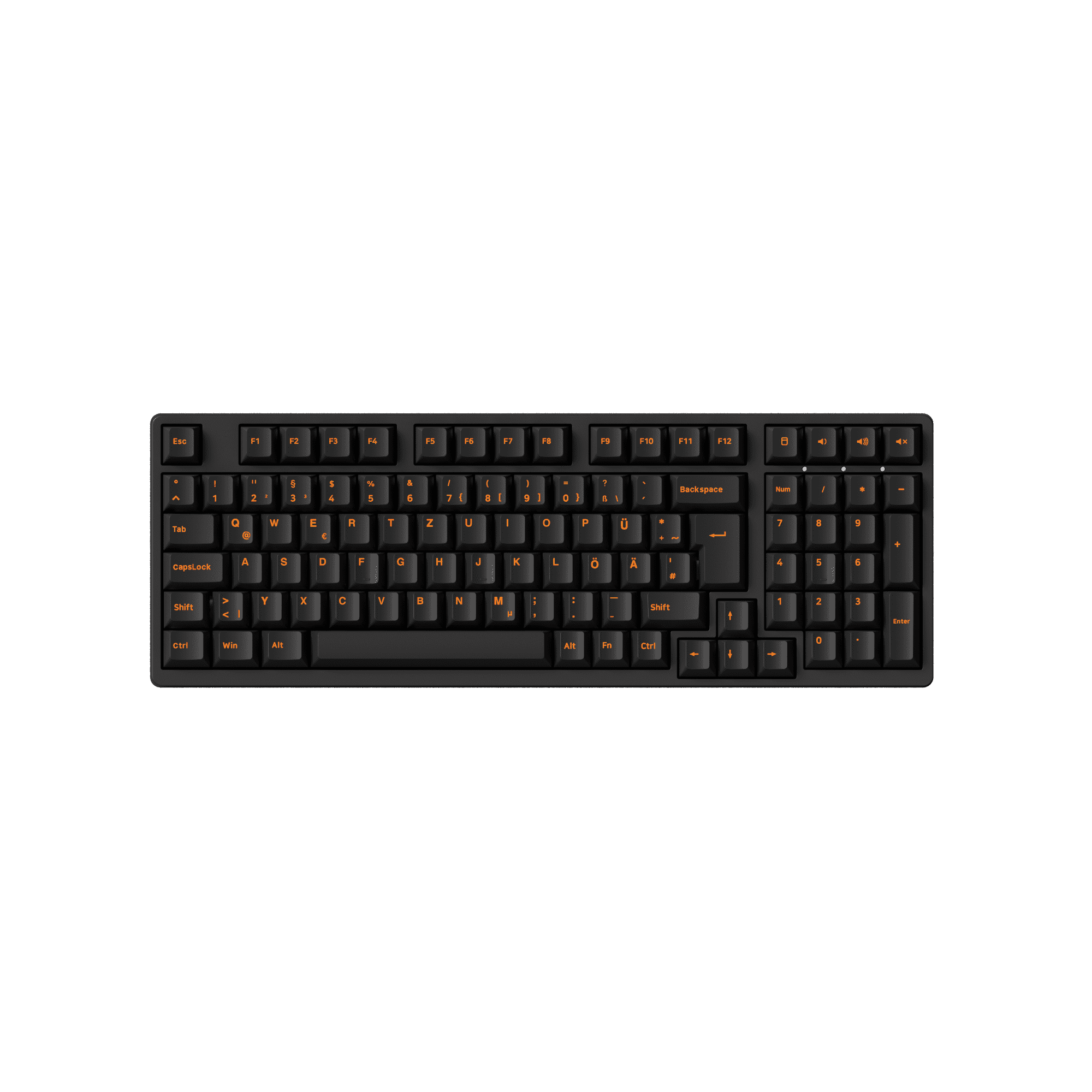 Akko Orange on Black ISO-DE/UK/Nordic Keycap Set (210-key) on 1800 Compact Keyboard