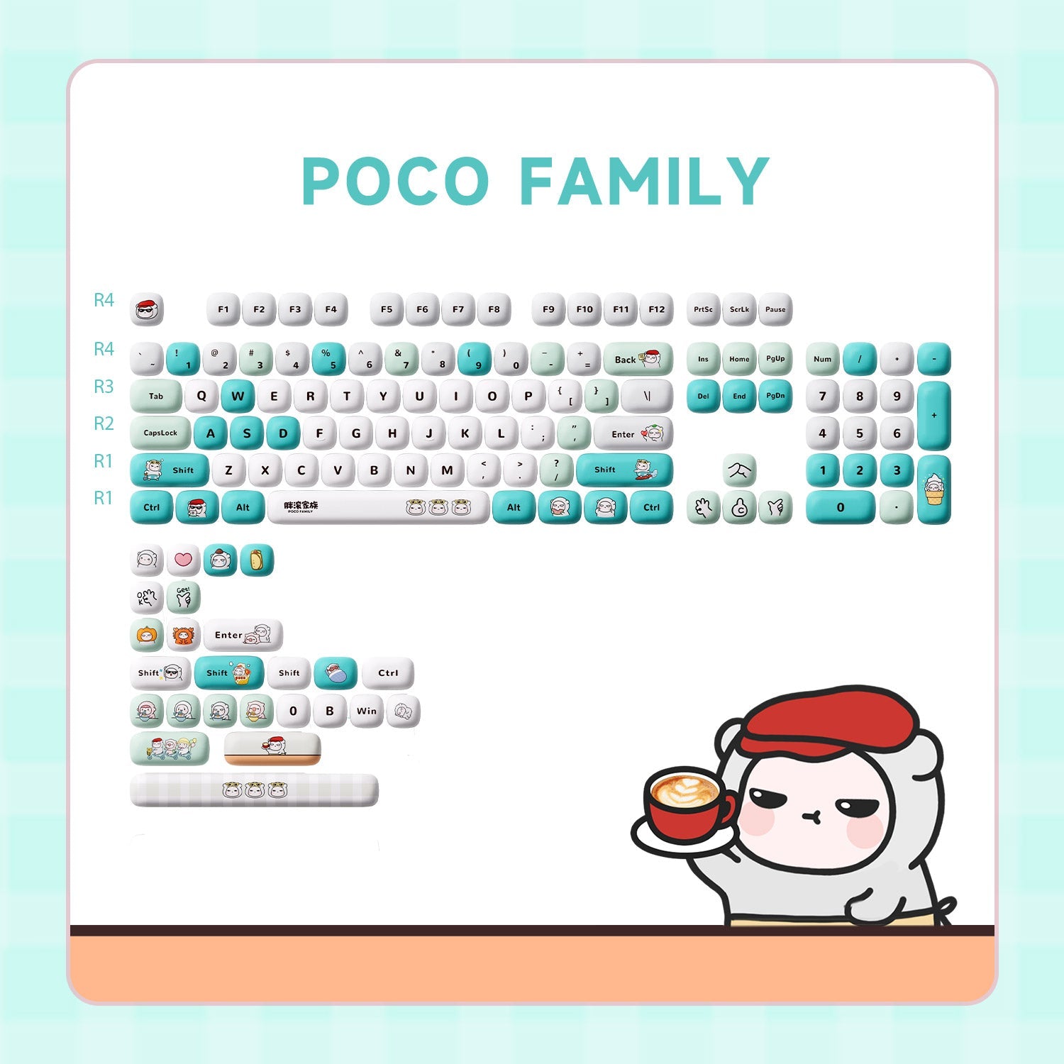 Akko POCO Bear Keycap Set (129-key)