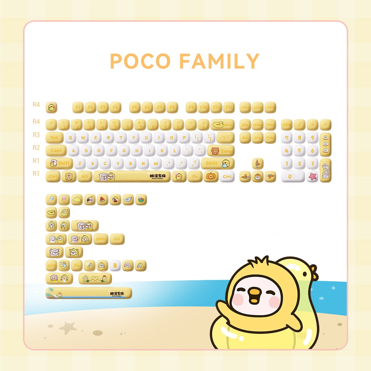 POCO Family - POCO Duck Keycap Set PBT Dye-sub