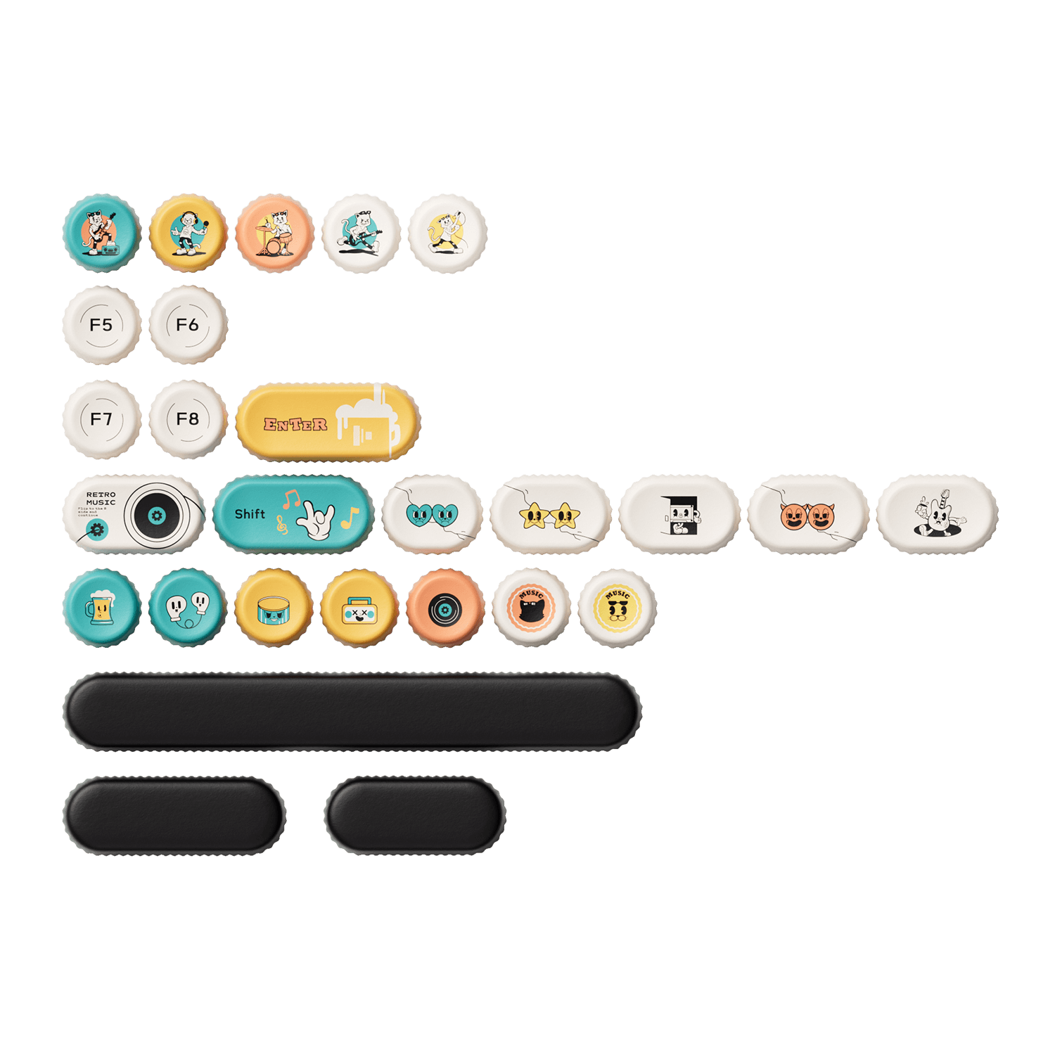 Akko Punk Cat BottleCap Keycaps Set Special Keys Details