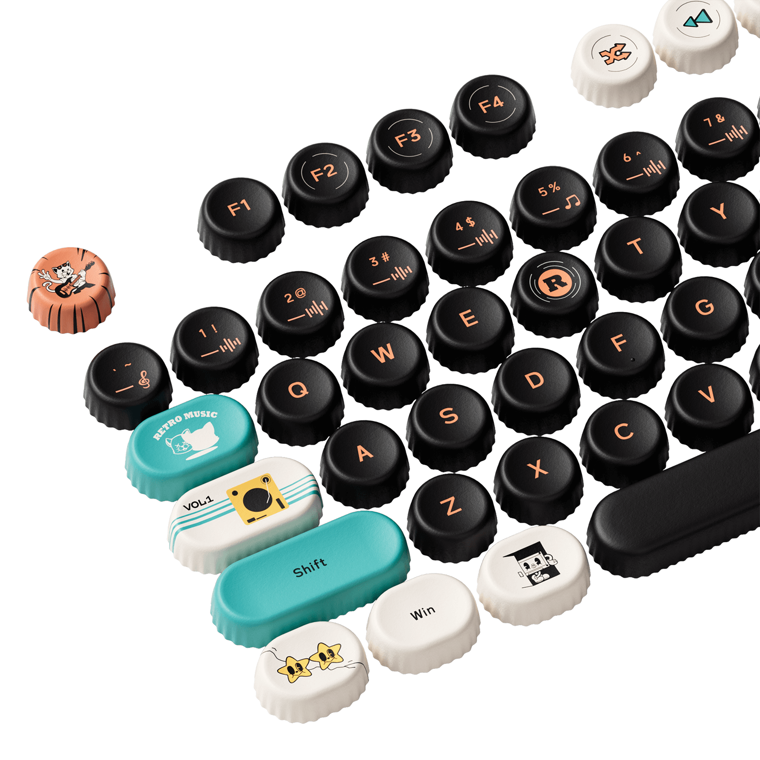 Akko Punk Cat BottleCap Keycaps Set Left Details