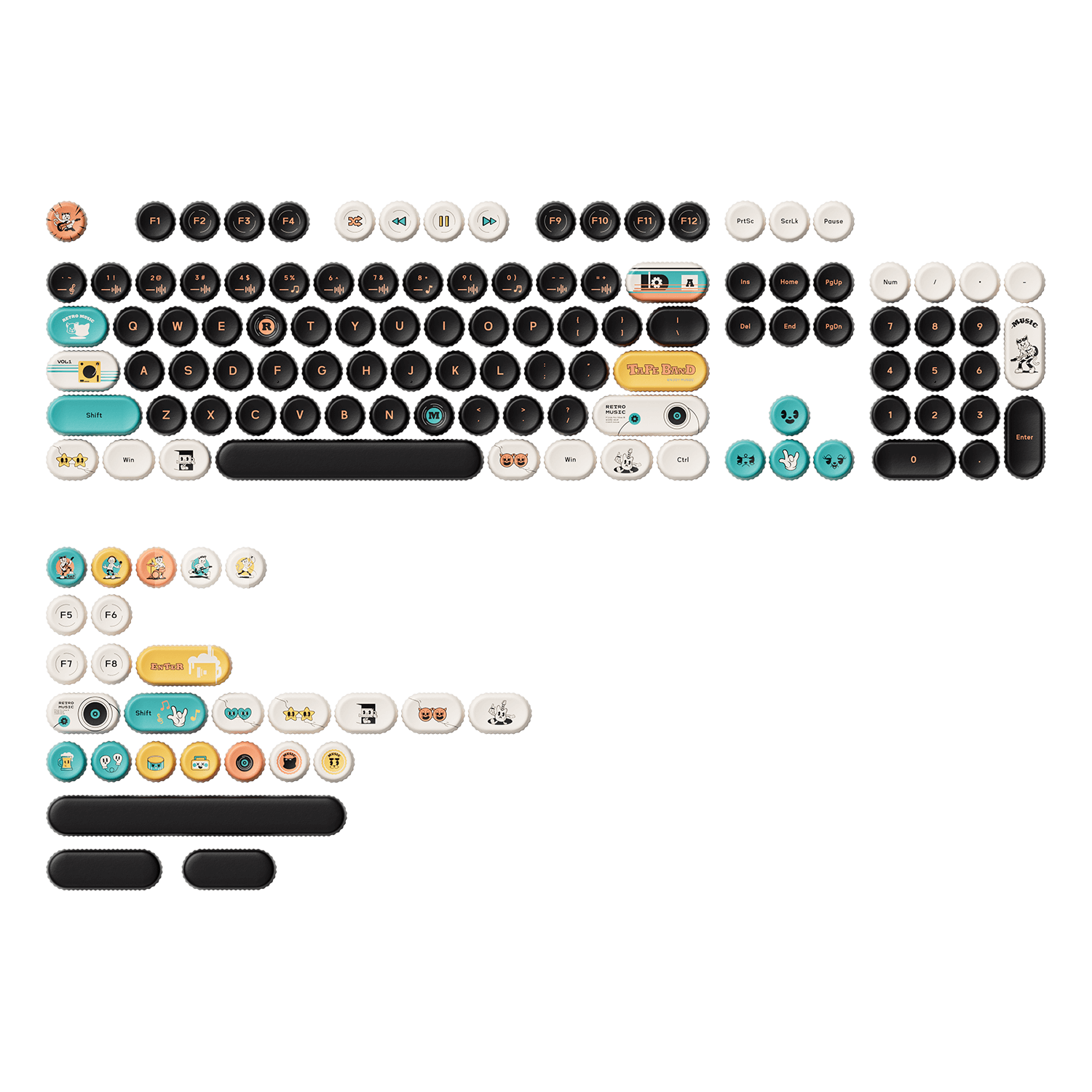 Akko Punk Cat BottleCap Keycaps Set 131 Keys