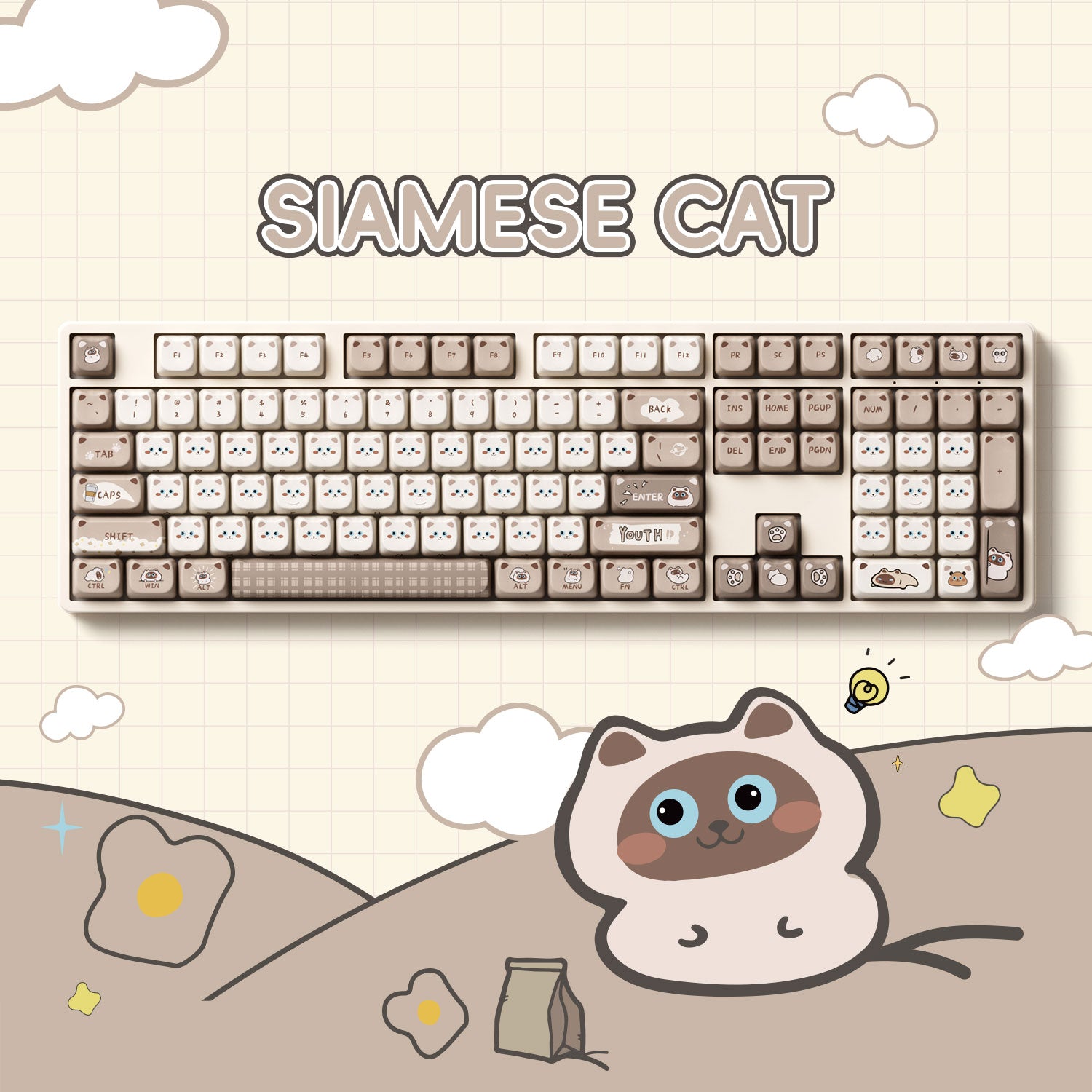 Akko Siamese Cat Keycap Set (142-key)