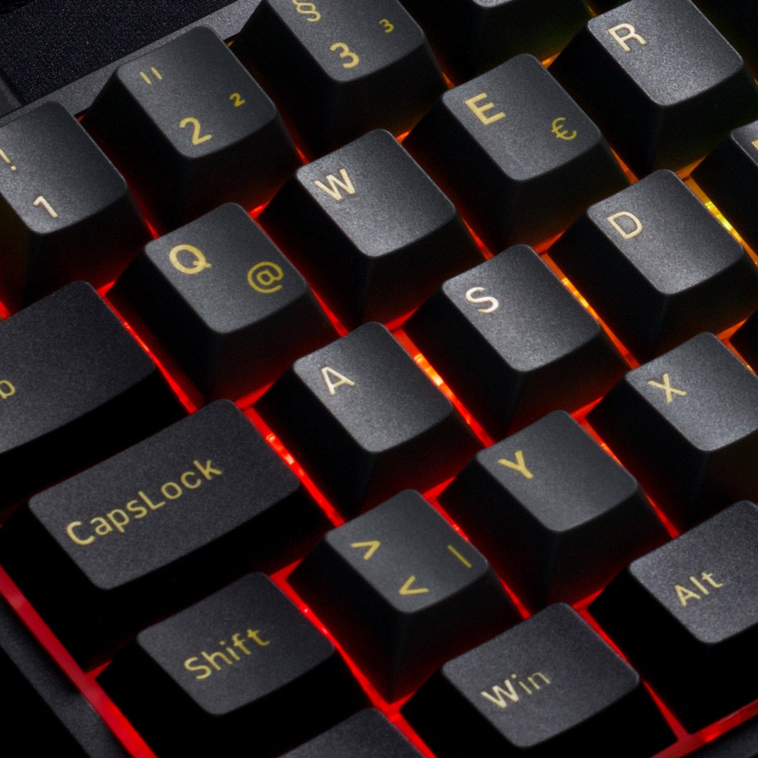 Black & Gold ISO DE Keycap Set (69-key) Install on the Keyboard Keycap Detail
