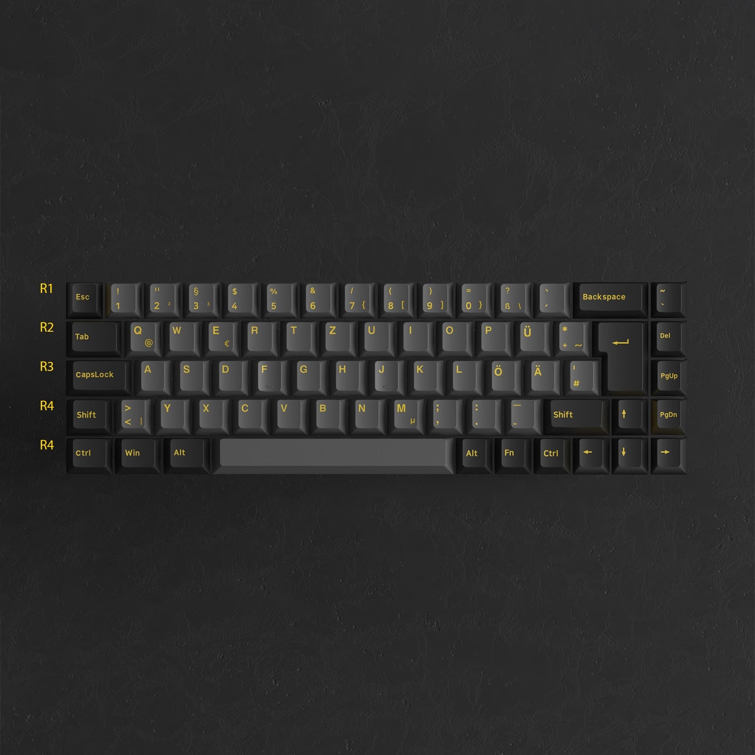 Black & Gold ISO DE Keycap Set (69-key) Row Height