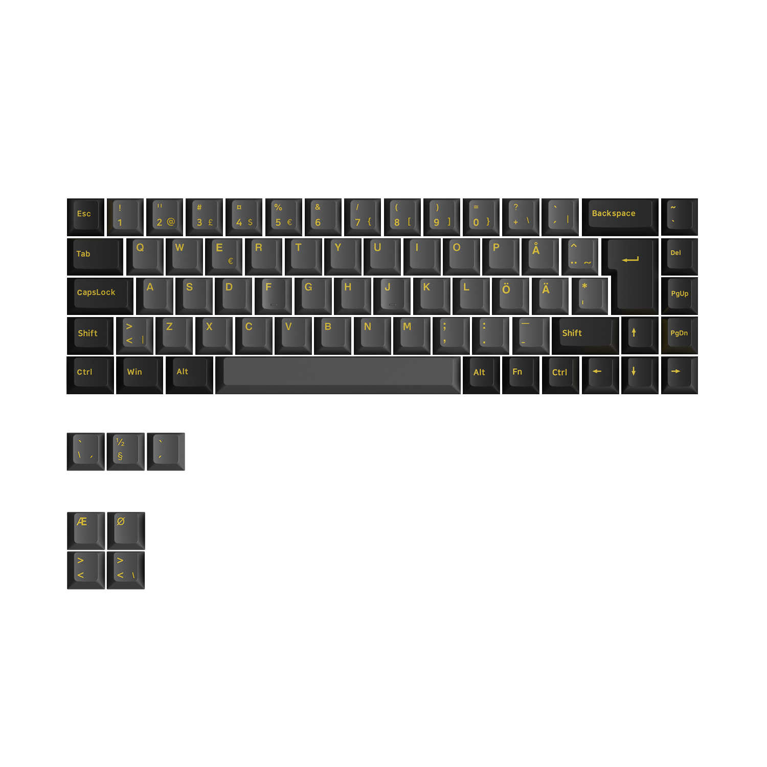 Black & Gold ISO Nordic Keycap Set (76-key)