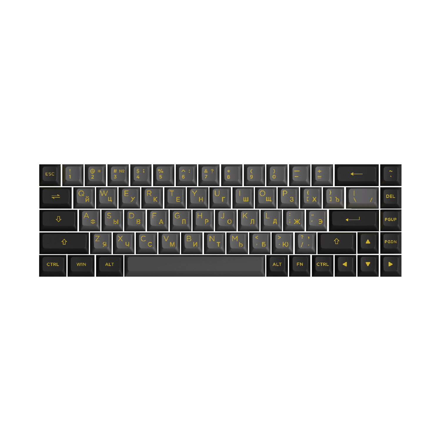 Black & Gold Cyrillic Keycap Set (68-key)
