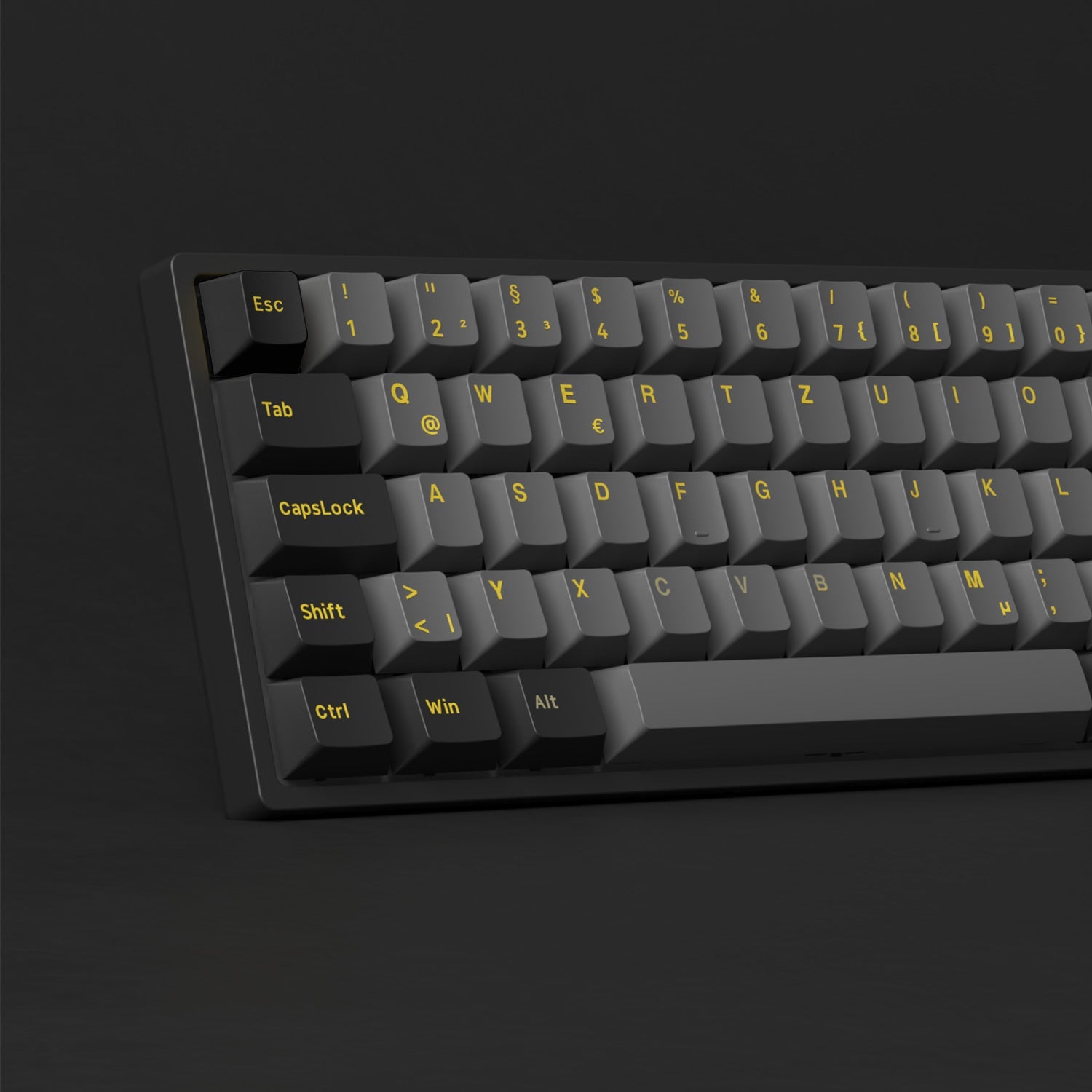 Black & Gold ISO Nordic Keycap Set (76-key) install on the Keyboard Left Details