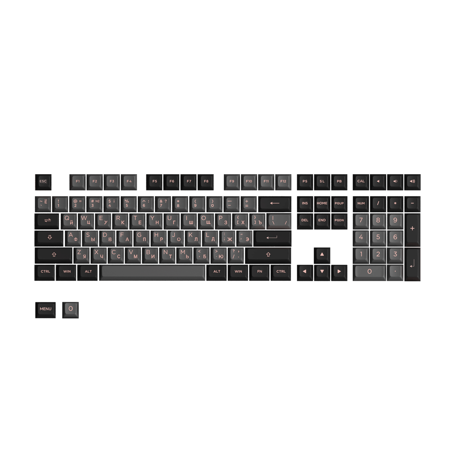 Akko Black Pink Cyrillic Keycap Set (110-key)