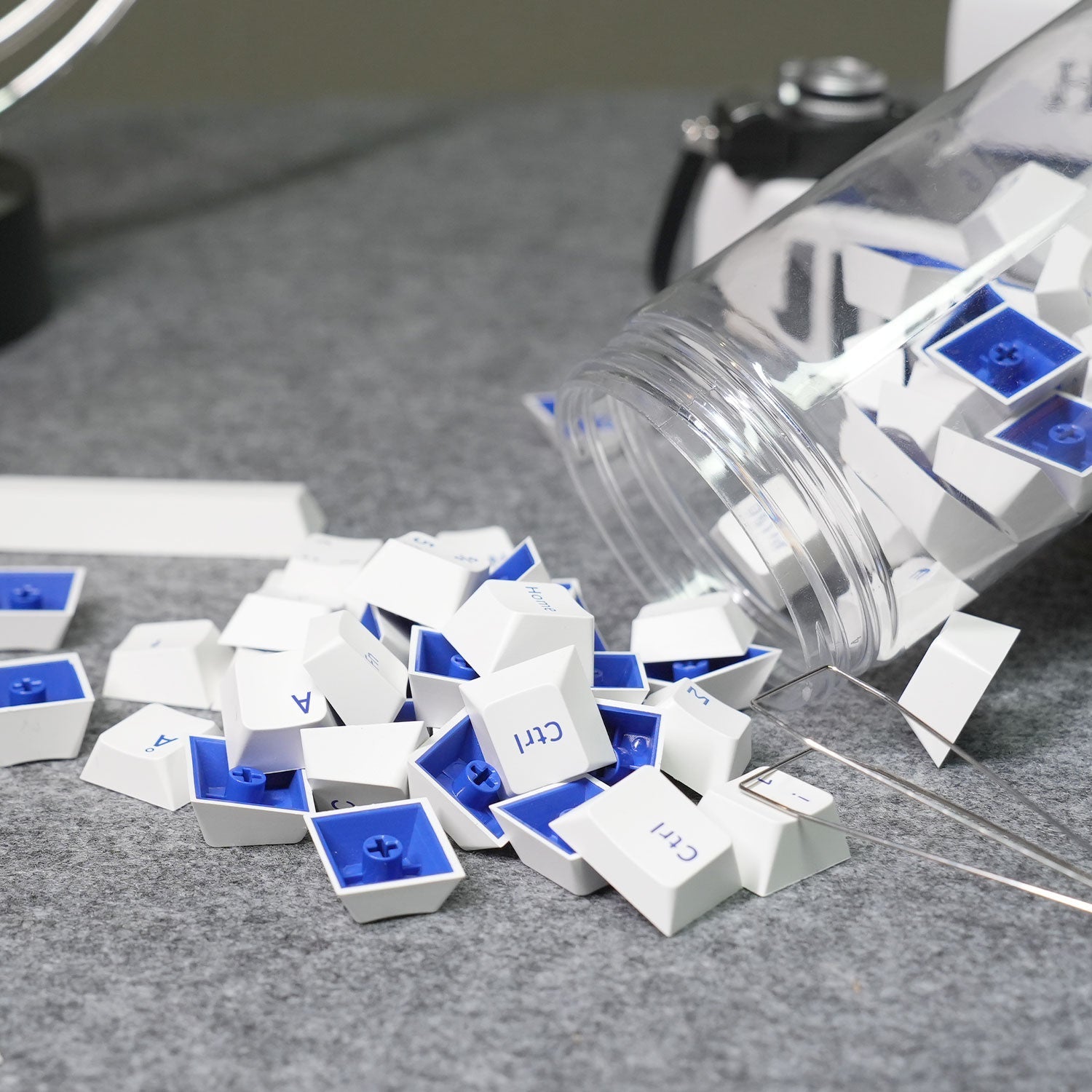 Blue on White ISO Nordic Keycap Set (76-key) on the Desk