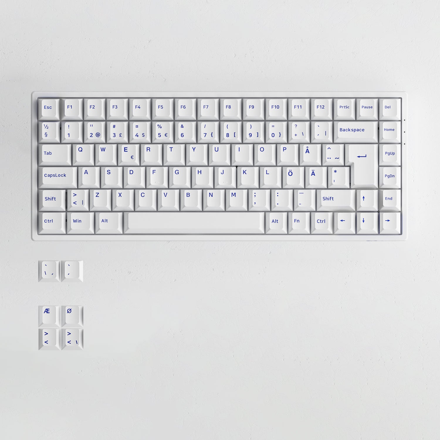 Blue on White ISO Nordic Keycap Set (91-key)