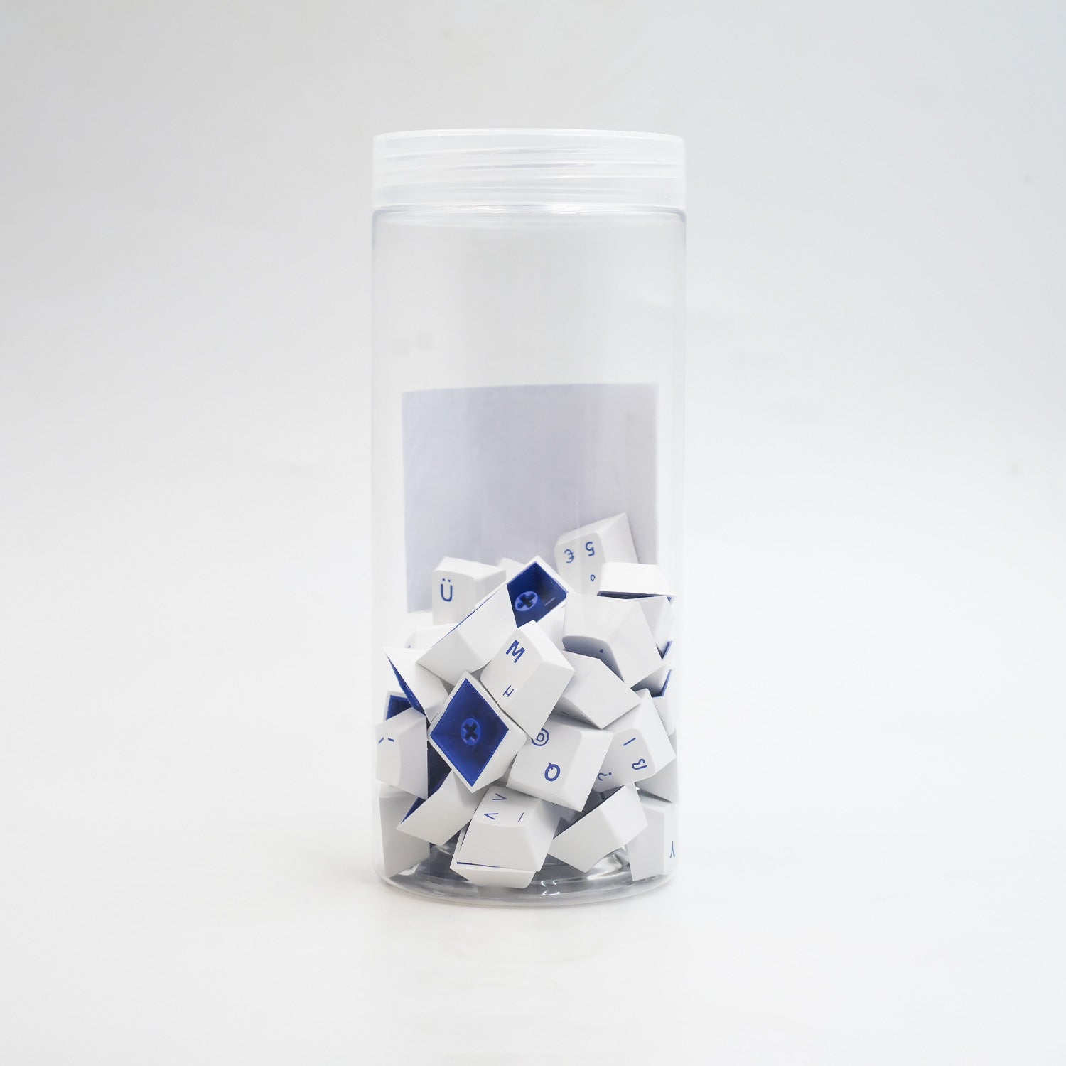 Blue on White ISO Nordic Keycap Set in the Jar