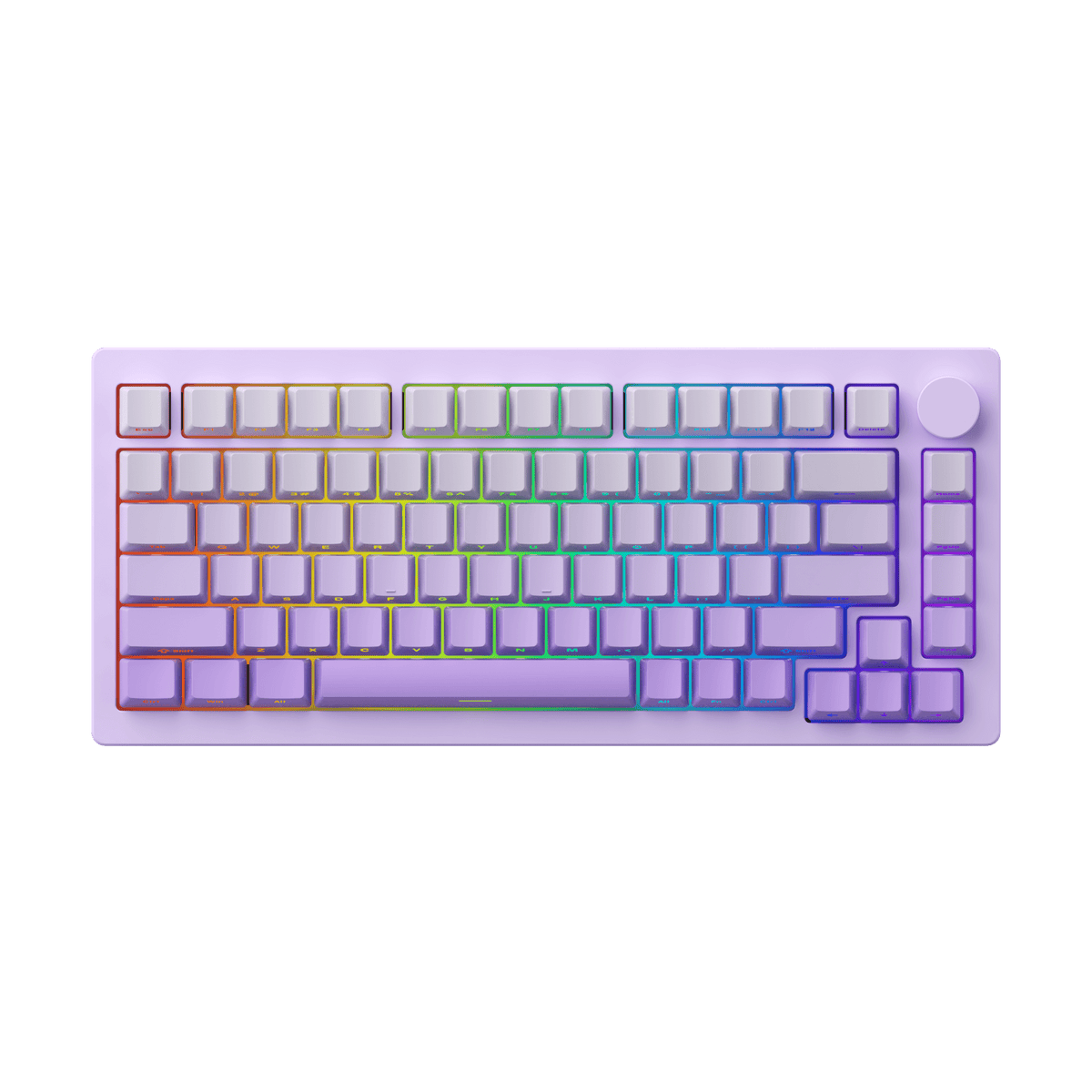 side view of purple monsgeek m1w wireless hall effect keyboard