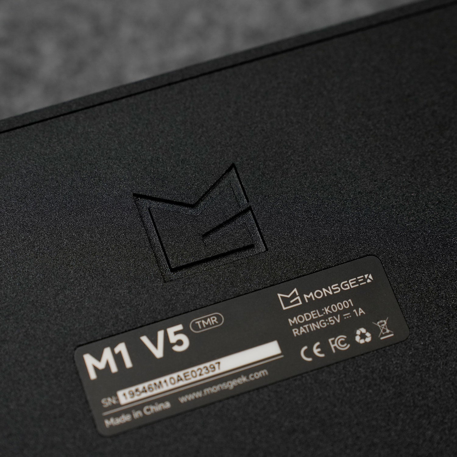 Close-up of a black MonsGeek M1 V5 HE Magnetic Keyboard