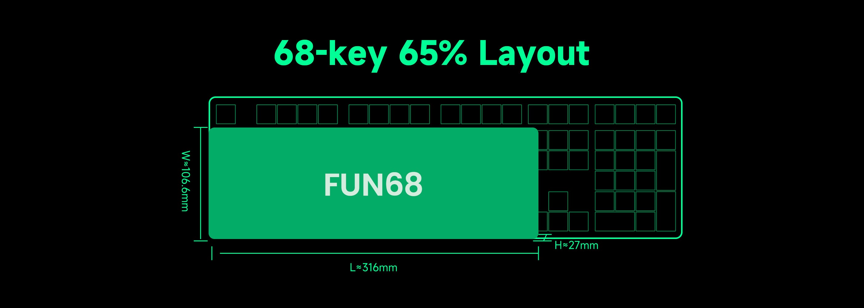 Monsgeek FUN68 HE Magnetic Keyboard 65% layout 68 Keys