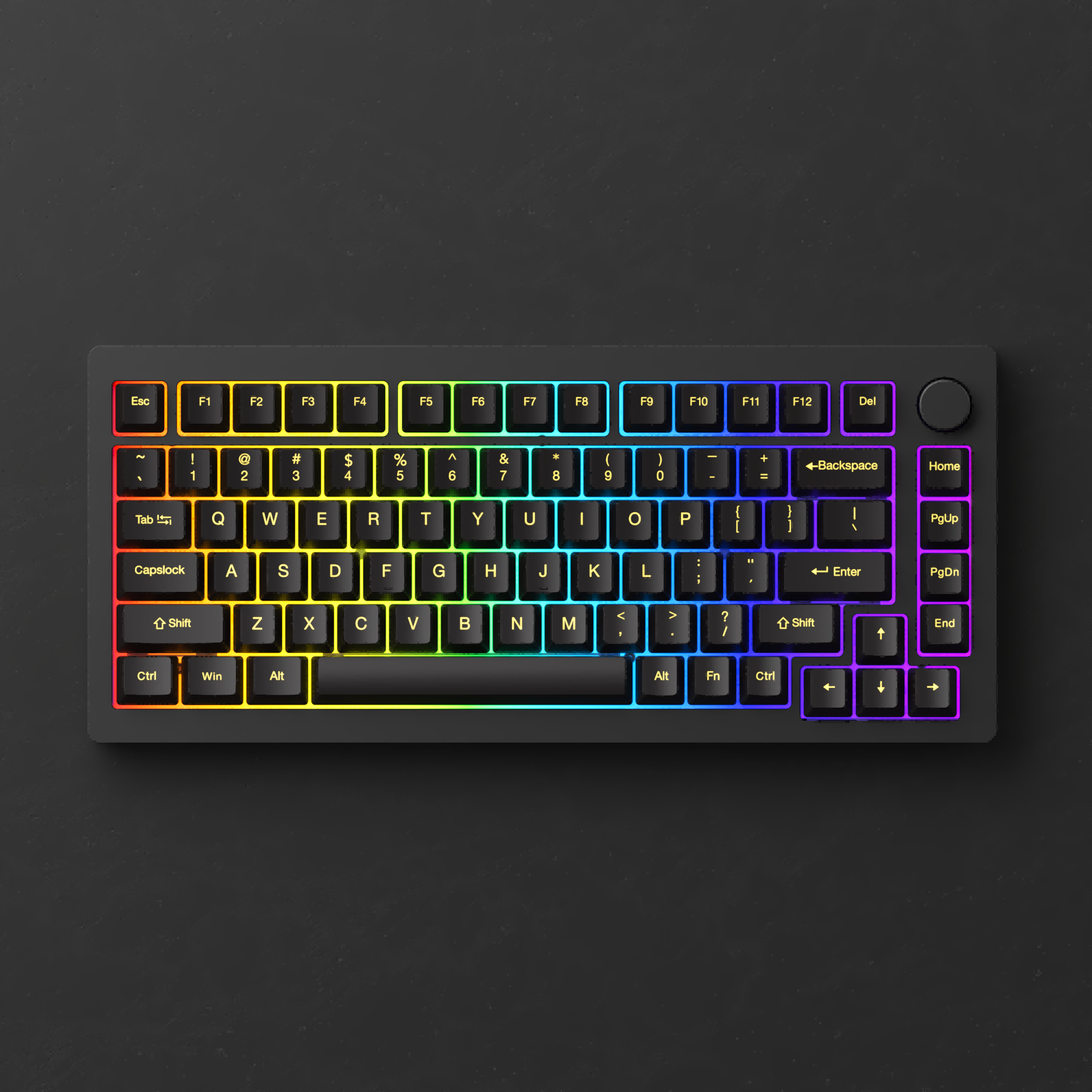 black rgb monsgeek m1w aluminum mechanical keyboard with black background