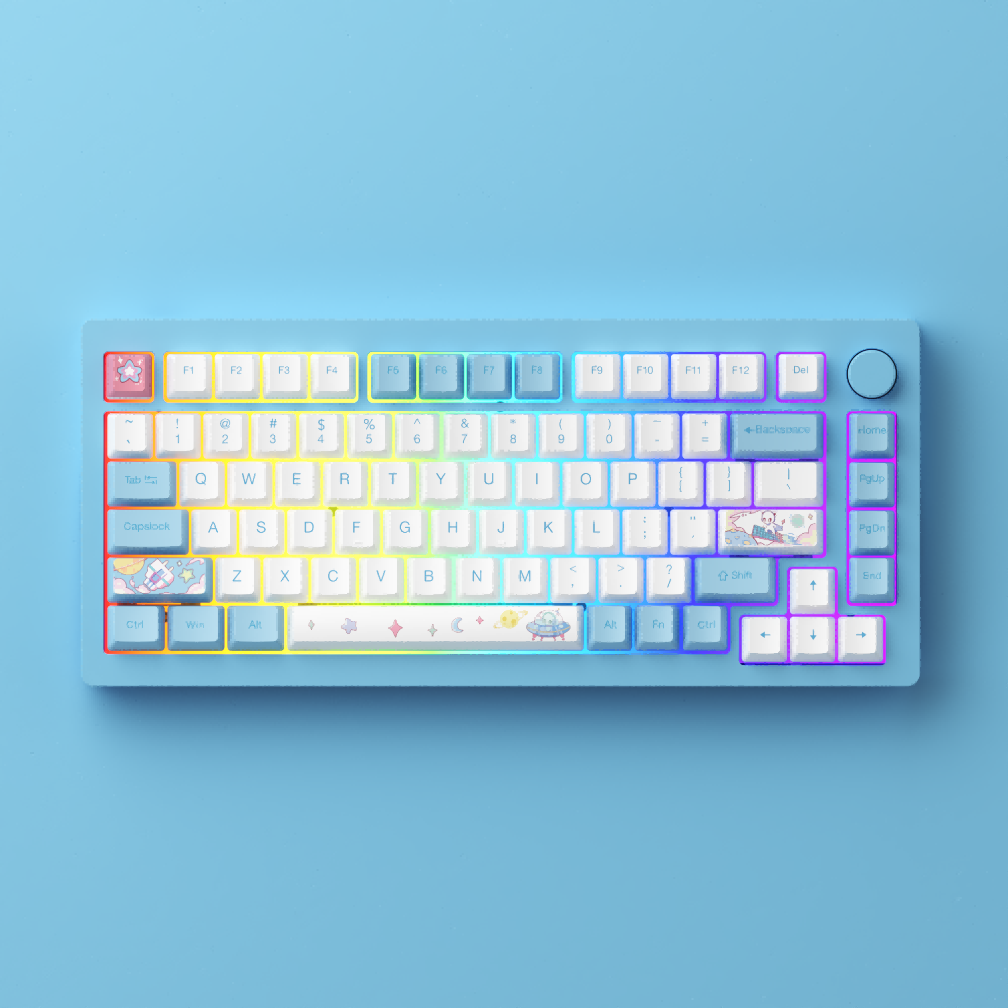 blue rgb monsgeek m1w aluminum mechanical keyboard with blue background