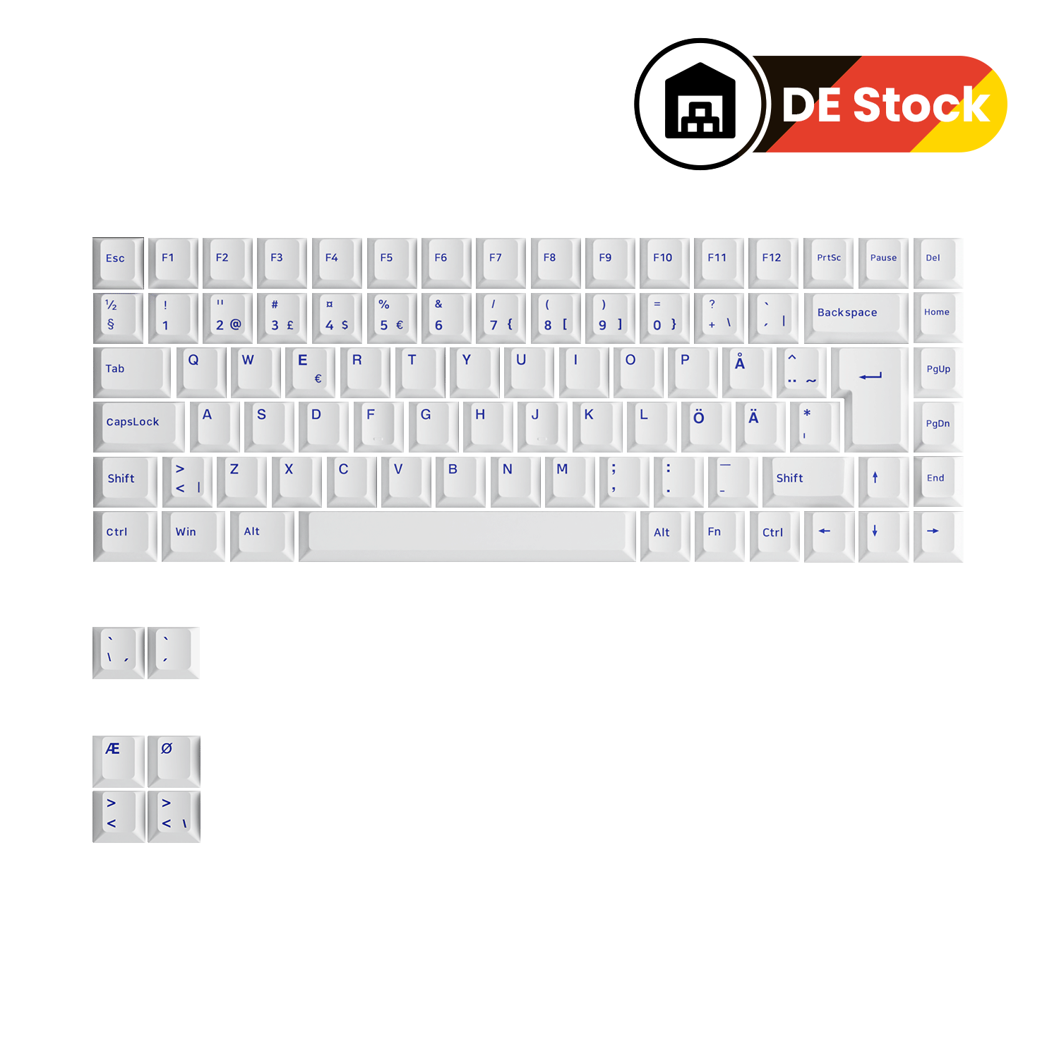 Blue on White ISO Nordic Keycap Set (91-key)