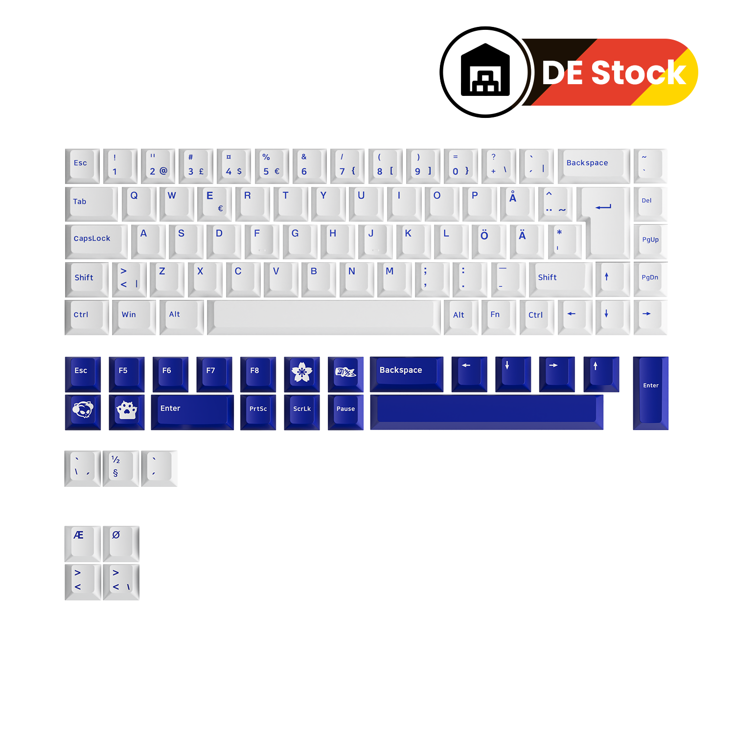 Blue on White ISO Nordic Keycap Set (96-key)