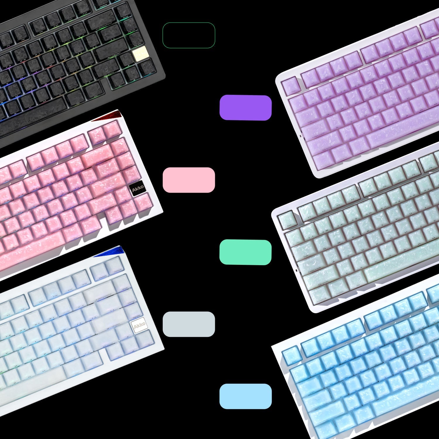 Akko Glassy Carbon Fiber Keycap Set Three Color Choices