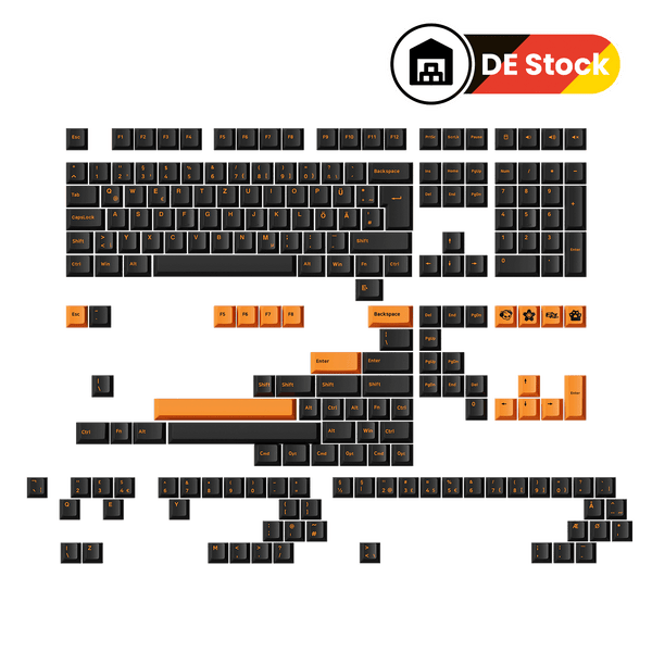 Orange on Black ISO-DE/UK/Nordic Keycap Set (210-key)
