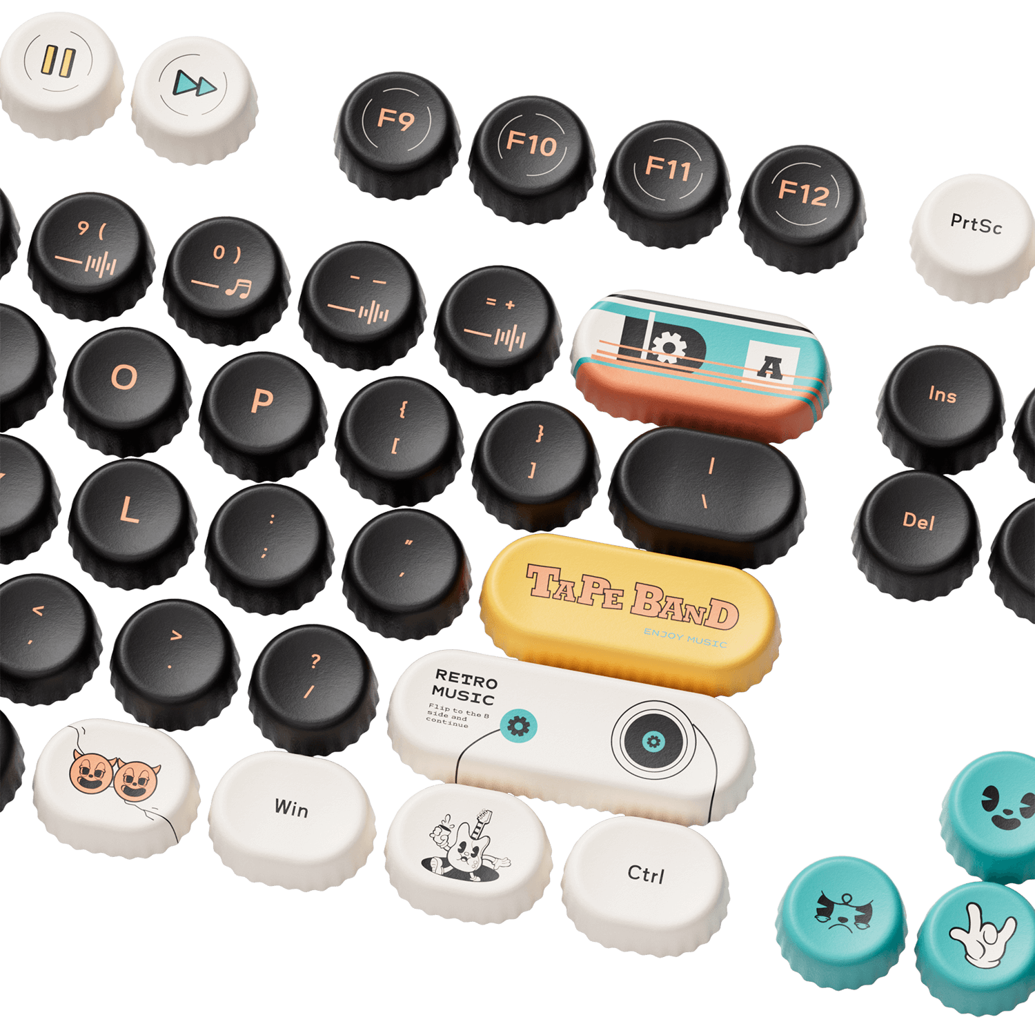 Akko Punk Cat BottleCap Keycaps Set Right Details