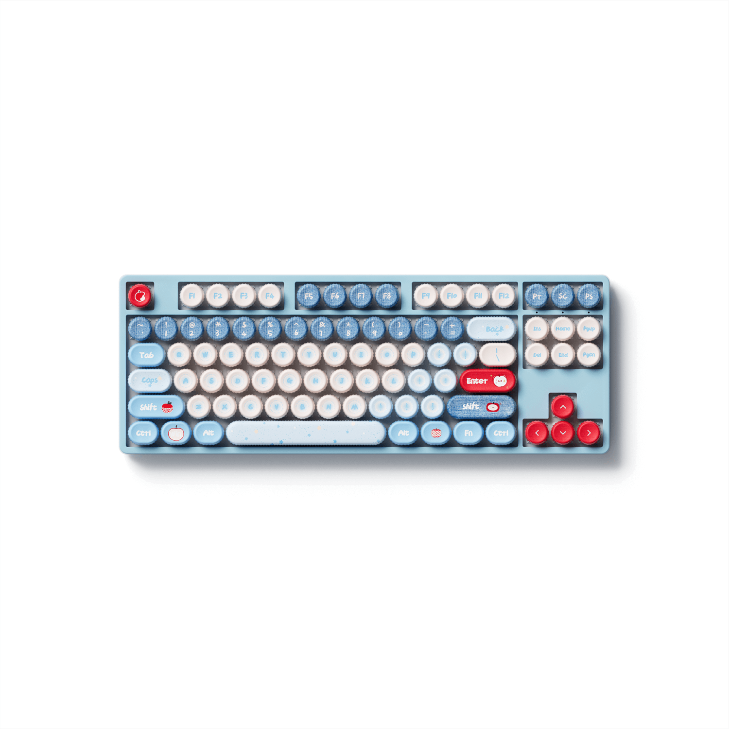 Akko Apple Wave BottleCap Keycaps Set Installed on TKL Keyboard