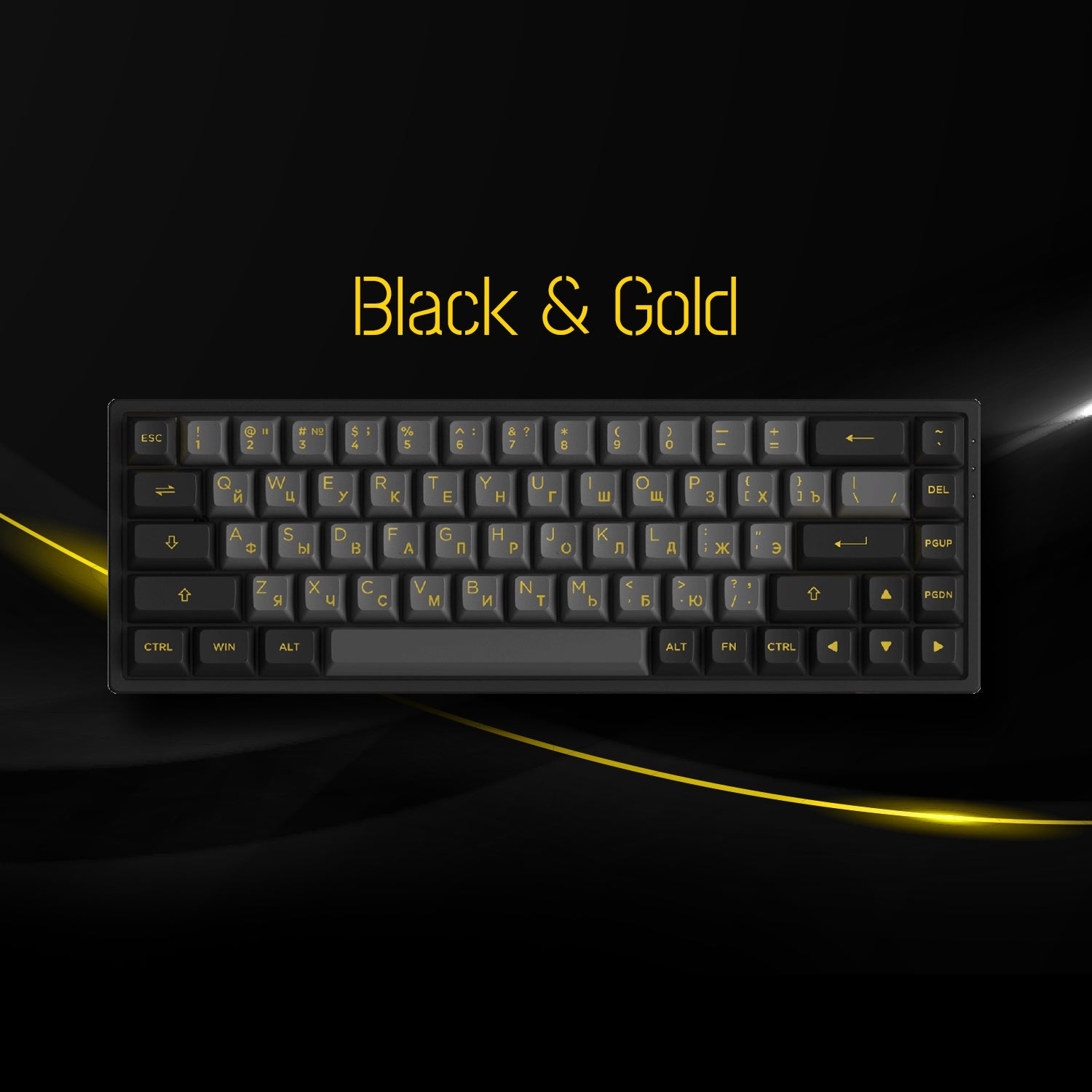 Akko Black Gold Keycap Set (68-key)