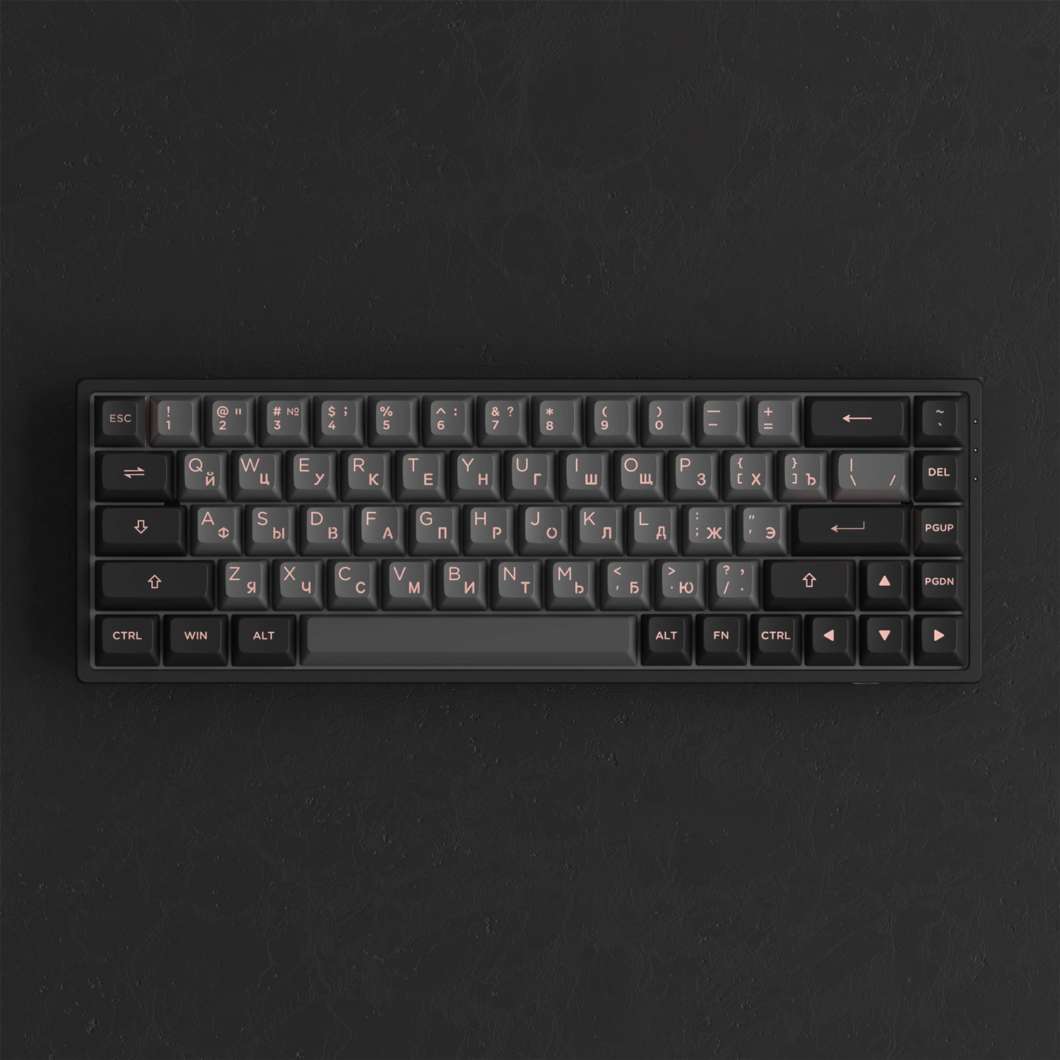 Akko Black Pink Cyrillic Keycap Set (68-key) Install on the Keyboard
