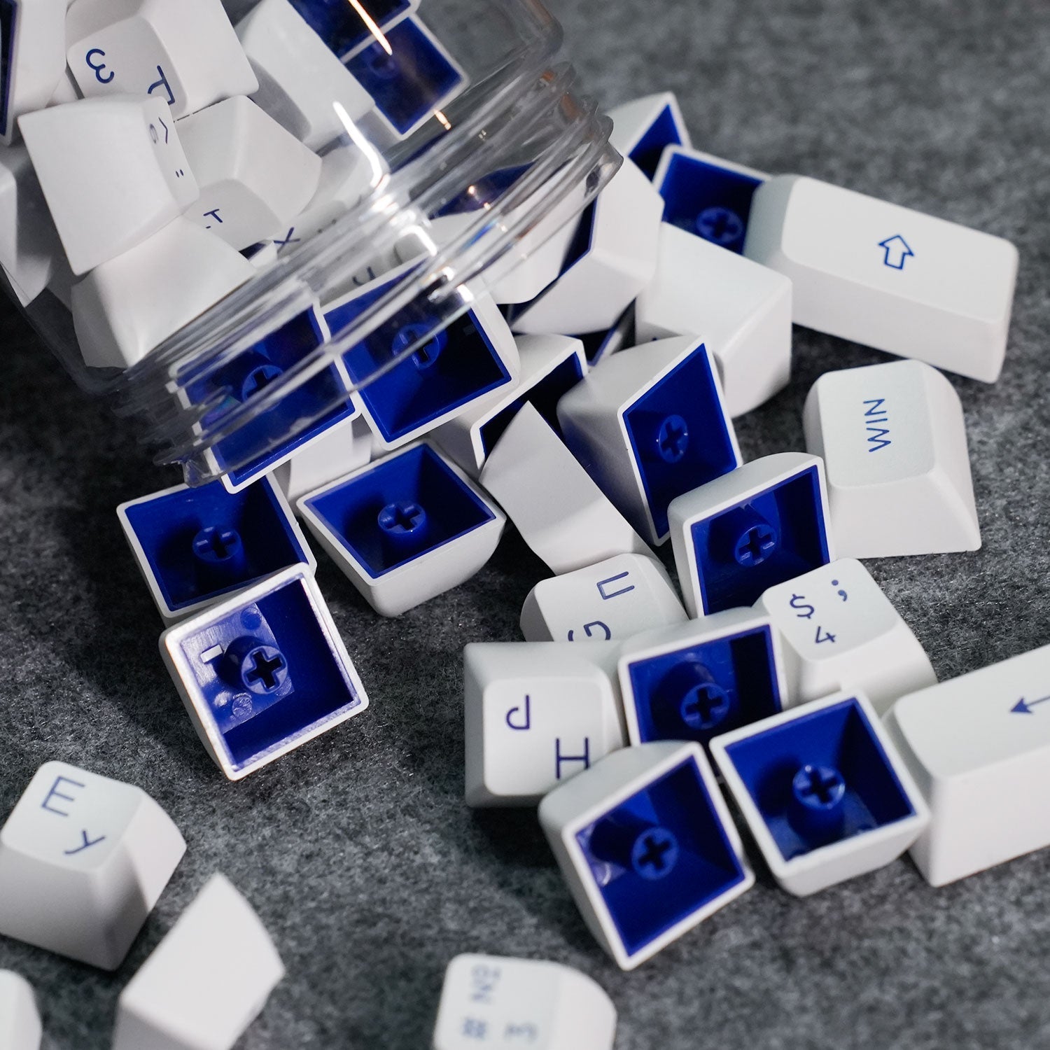 Akko Blue on White Cyrillic Keycap Set (88-key) ASA Profile