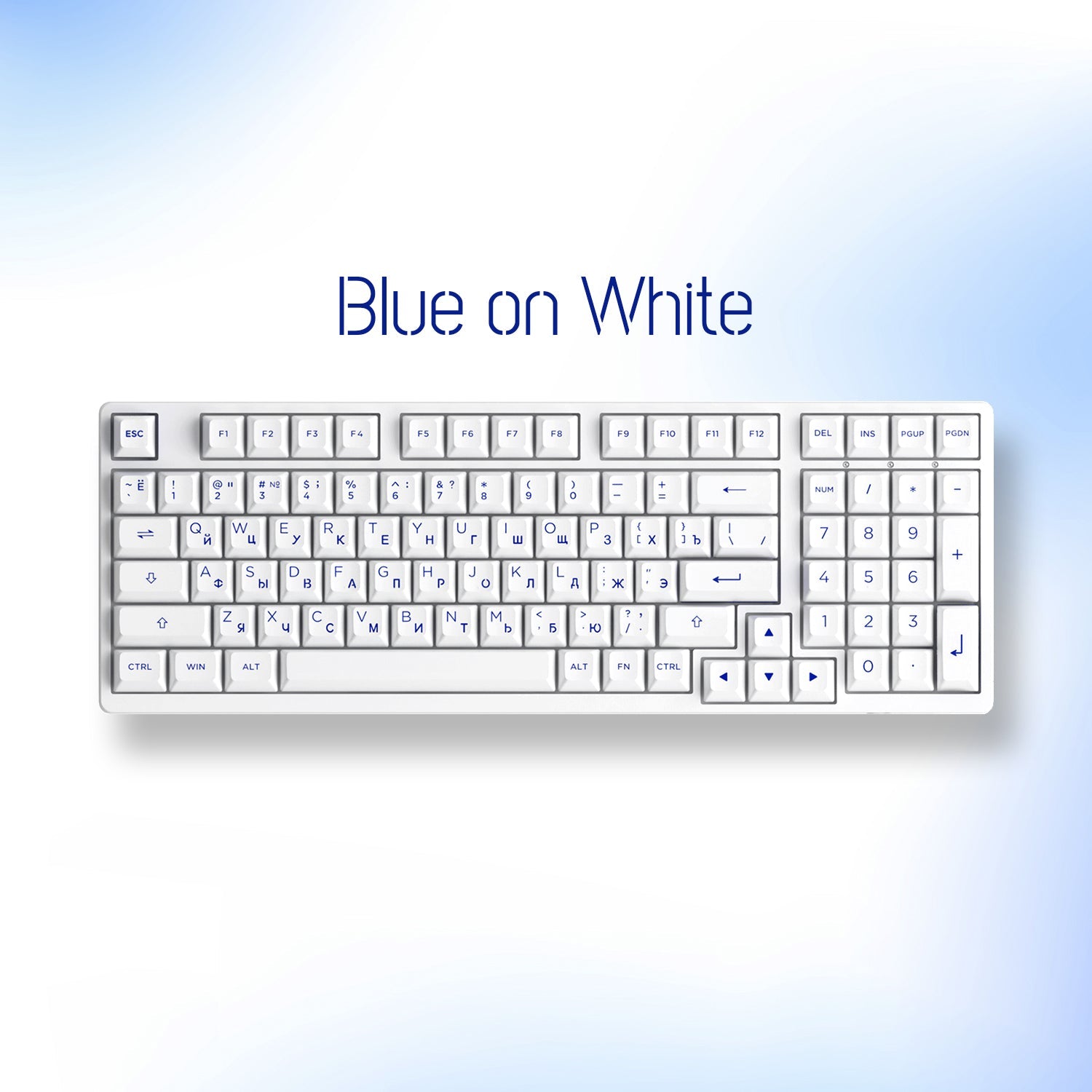Akko Blue on White Cyrillic Keycap Set (97-key)