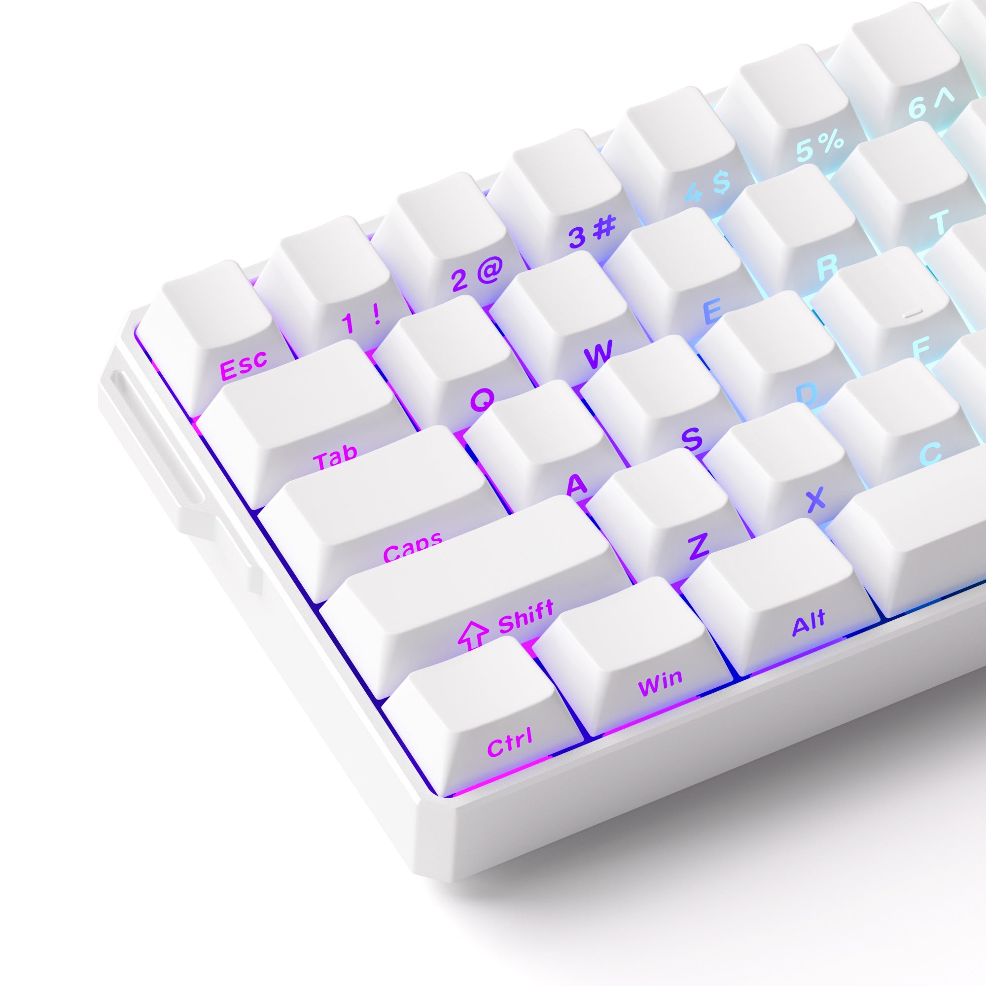 FUN60 Ultra White TMR/HE Magentic Keyboard Side Printed Keycaps