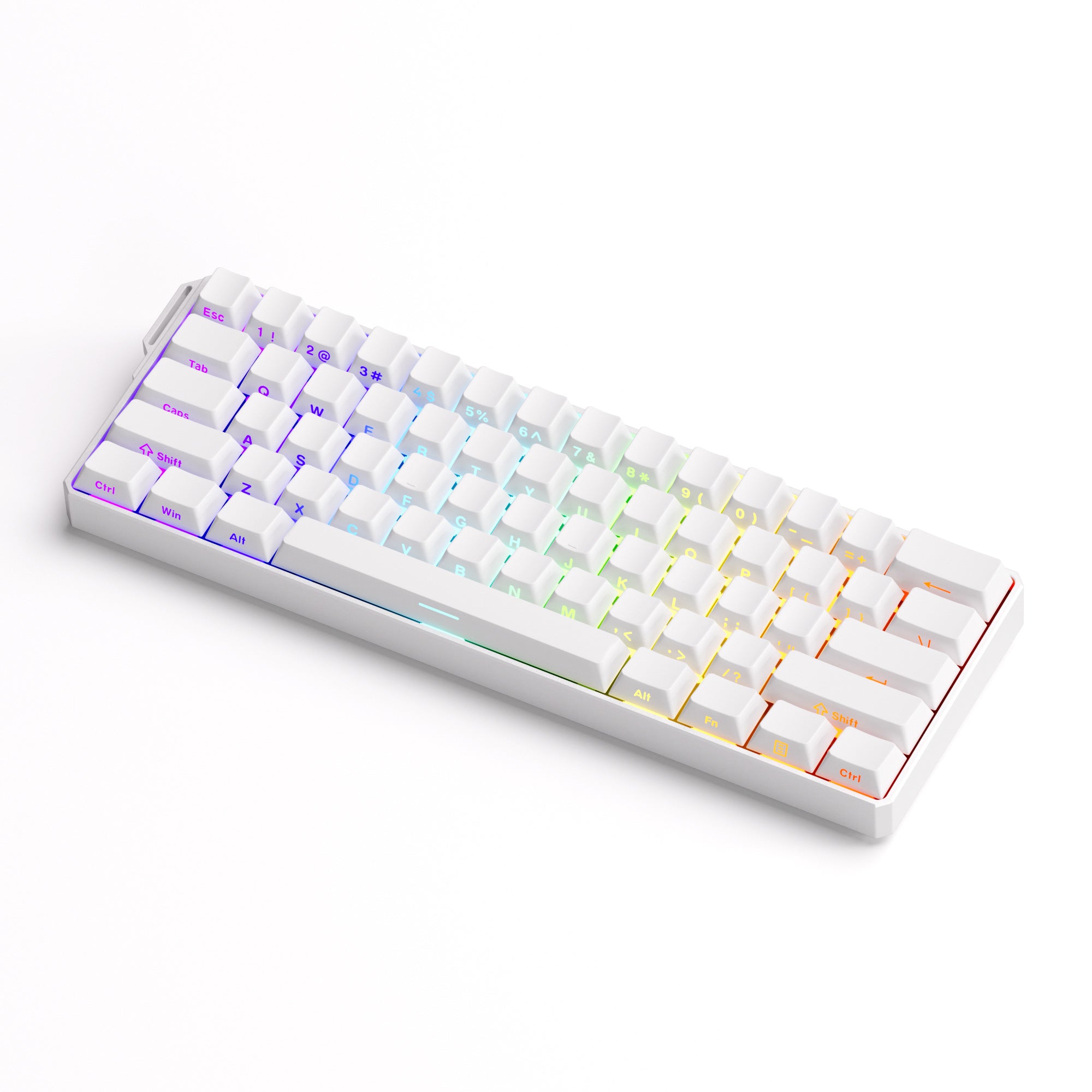 FUN60 Ultra White TMR/HE Magentic Keyboard with Side Printed Keycaps