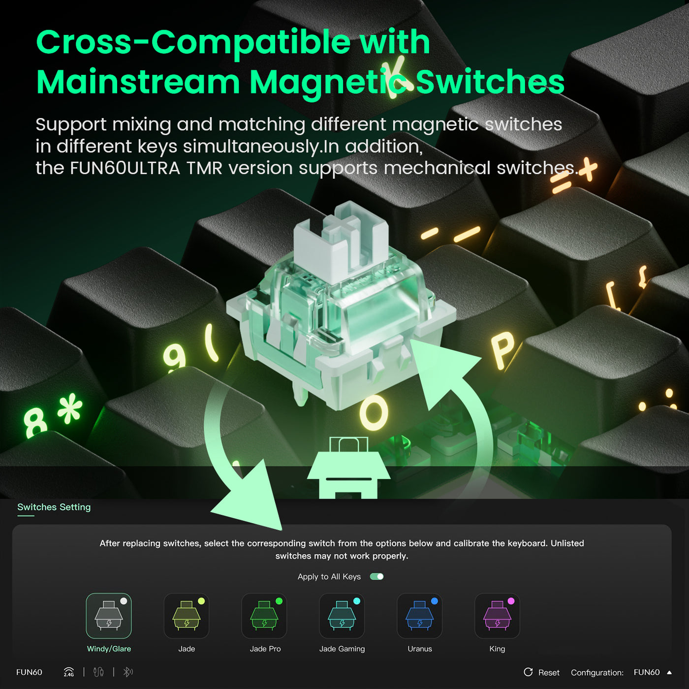 FUN60 TMR/HE Magnetic Keyboard