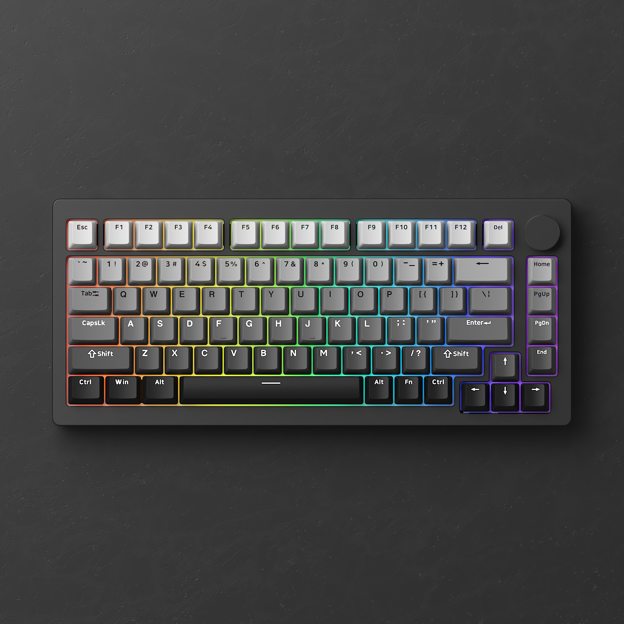 black rgb monsgeek m1w v3 75 percent mechanical keyboard with black background