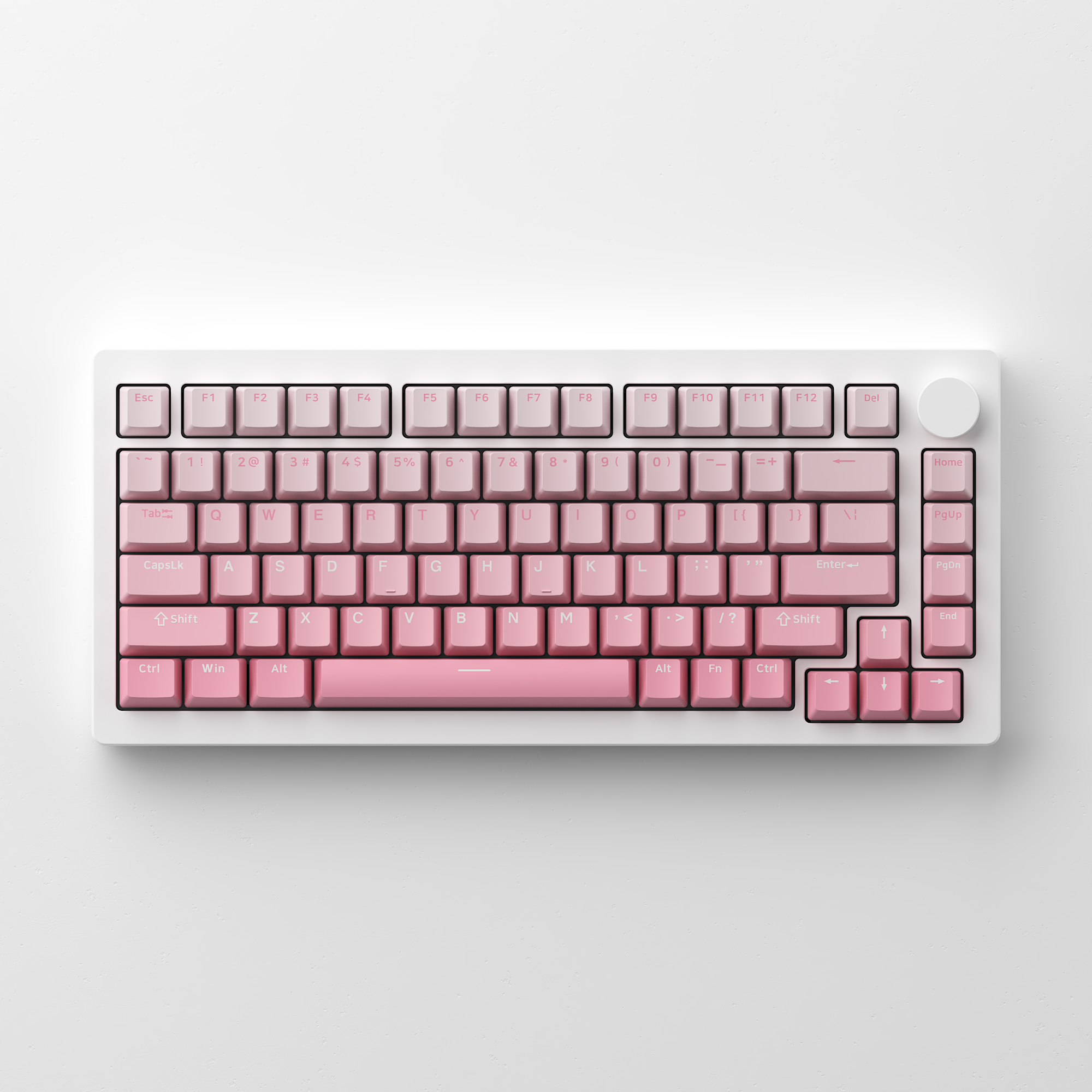 pink monsgeek m1w v3 75 percent mechanical keyboard with white background