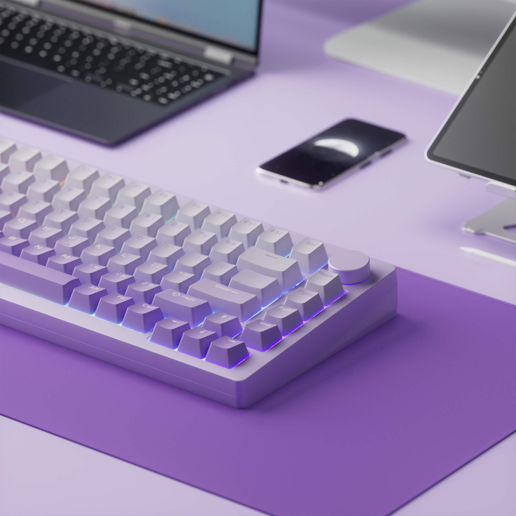 custom knob of purple monsgeek m1w v3 75 percent mechanical keyboard