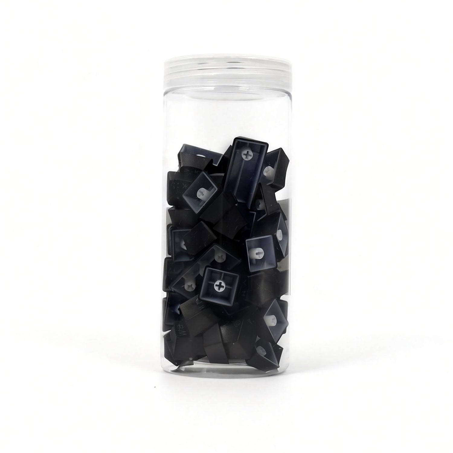 Akko Shine-Through Black Cyrillic Keycap Set (61-key) Install on the Keyboard Jar Packaging